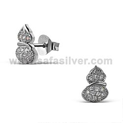 Wholesale 925 Silver CZ Snow Man Micro Pave Stud Earrings