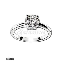 Wholesale 925 Sterling Silver Round Engagement  Cubic Zirconia Ring