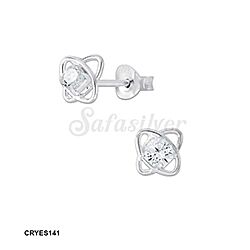 Wholesale 925 Silver Square Prong Setting Crystal Stud Earrings