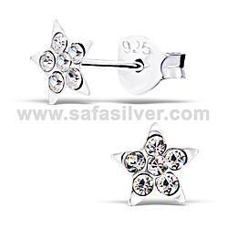 Wholesale 925 Sterling Silver Star Crystal Stud Earrings