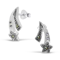 Wholesale 925 Silver Star Design Marcasite Stud Earrings