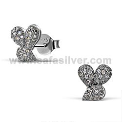 Wholesale 925 Sterling Silver CZ Three Drop Micro Pave Stud Earrings