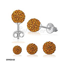 Wholesale 925 Silver Topaz Crystal Ball Stud Earrings