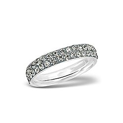 Wholesale 925 Sterling Silver Two Line Black Diamond Crystal Ring
