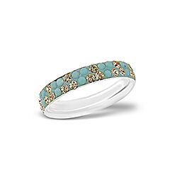 925 STERLING SILVER TWO LINE TURQUOISE JONQUIL CRYSTAL RING