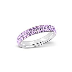 925 STERLING SILVER TWO LINE VIOLET CRYSTAL RING