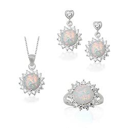 Wholesale 925 Sterling Silver White Flower Semi-Precious Jewelry Set