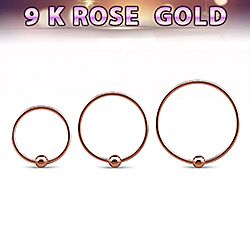 Wholesale 9k Rose Gold 2mm Ball Nose Hoops 