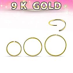 Wholesale 9K Plain Gold Nose Hoops 