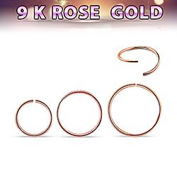 Wholesale 9K Plain Rose Gold Nose Hoops 