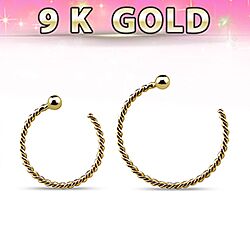 Wholesale 9K Gold Twisted Rope Nose Hoop