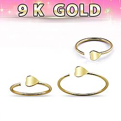 Wholesale 9K Gold Heart Hoop Nose Ring