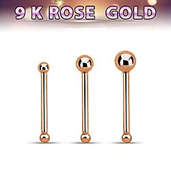 Wholesale 9K Rose Gold Ball End Nose Stud