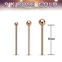 Wholesale 9K 9mm Rose Gold Ball Nose Stud