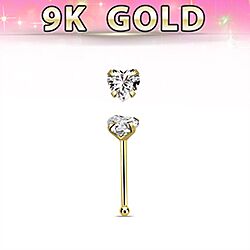 Clear Heart CZ Gold Nose Stud