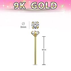 9k gold 3mm nose pin