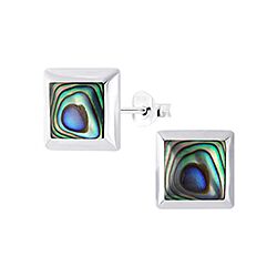 Wholesale 925 Silver Mix Color 9mm Square Paula Shell Stud Earrings