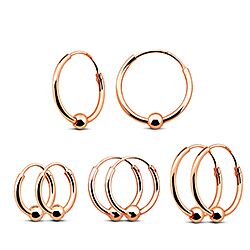 rose gold platted hoops with ball earring 