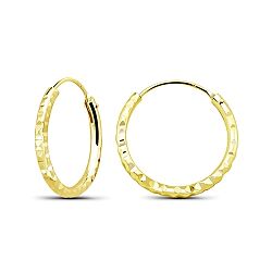 Wholesale 925 Sterling Silver 16mm Gold Plated Diamond Cut Plain Hoop Earrings