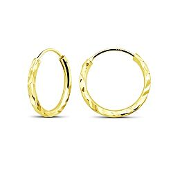Wholesale 925 Sterling Silver 10mm Gold Plated Ring Shape Plain Hoop Earrings