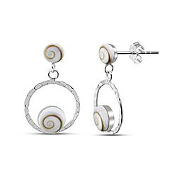 Wholesale Sterling 925 Silver Round Inner Shell Shiva Eye Earring Studs