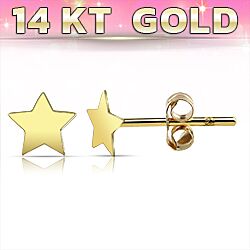 Wholesale 14k Gold 5mm Tiny Plain Star Stud Earring