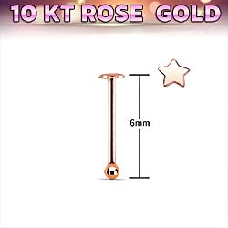 Wholesale 10K Rose Gold Star Ball End Nose Stud