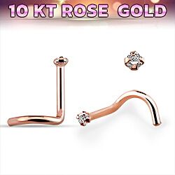 Wholesale 10K Rose Gold CZ Nose Screw Stud