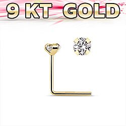 Wholesale 9K Gold L-Shape CZ 1.5mm Nose Stud 