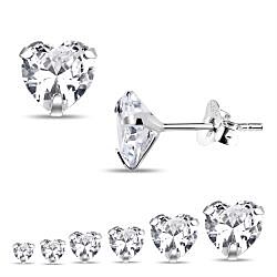 Wholesale 925 Sterling Silver High-Quality Heart Clear Cubic Zirconia Stud Earrings 