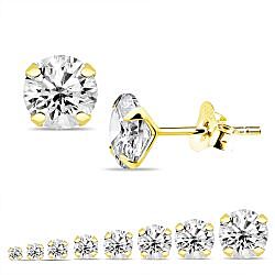 GOLD PLATTED ROUND CUBIC ZIRCON SILVER EAR STUD