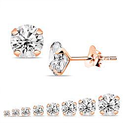 ROSE GOLD PLATTED ROUND CUBIC ZIRCON SILVER EAR STUD