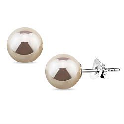 Wholesale 925 Sterling Silver 8mm Bronze Round Pearl Stud Earrings