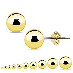 Gold Plated Ball Stud Earrings Silver