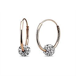 Wholesale 925 Sterling Silver Rose Gold Plated 6mm  Charm Hoop Earrings