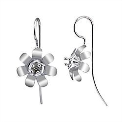 Wholesale 925 Sterling Silver Flower with Big Plain Earrings