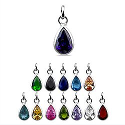 Wholesale 925 Sterling Silver Teardrop Cubic Zirconia Charm