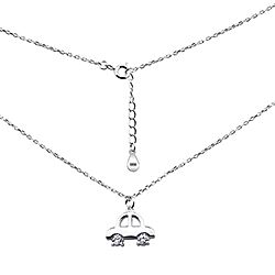 Wholesale Silver Cubic Zirconia Car Charm Pendant Necklace 