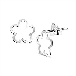 Wholesale 925 Sterling Silver Plain Flower Shape Stud Earrings