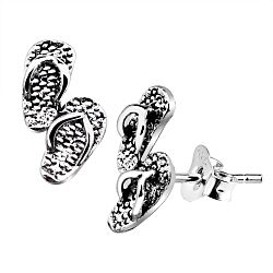 Wholesale 925 Sterling Silver Oxidized Double Slipper Stud Earrings