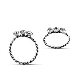 Wholesale Silver Oxidized Cubic Zirconia Twisted Nose Hoop