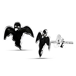 Wholesale 925 Sterling Silver Enamel Black Painted Ghost Kids Stud Earrings