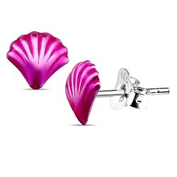 Wholesale 925 Sterling Silver Enamel Pink Seashell Kids Stud Earrings