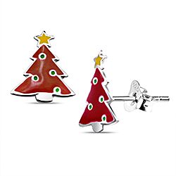 Wholesale 925 Sterling Silver Red Enamel Kids Stud Earrings   