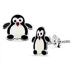 Wholesale 925 Sterling Silver penguin Kids Stud Earrings 