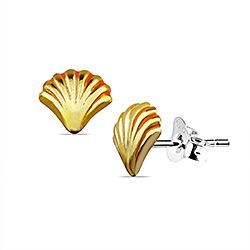 Wholesale 925 Sterling Silver Enamel Orange Seashell Kids Stud Earrings