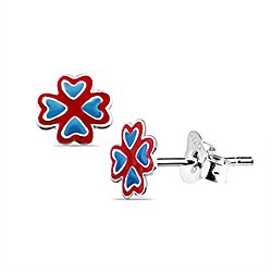 Wholesale 925 Sterling Silver Red With Blue Kids Stud Earrings   