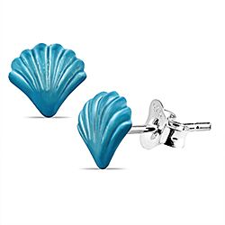 Wholesale 925 Sterling Silver Eastern Blue Seashell Kids Stud Earrings   