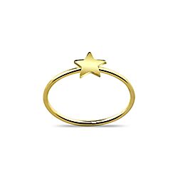 Wholesale 925 Sterling Silver Gold Plated Star Plain Ring