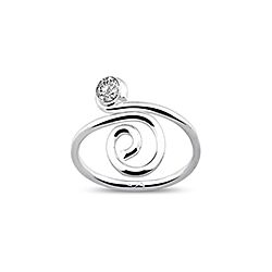 Wholesale 925 Sterling Silver Spiral Rounded Crystal Toe Ring 
